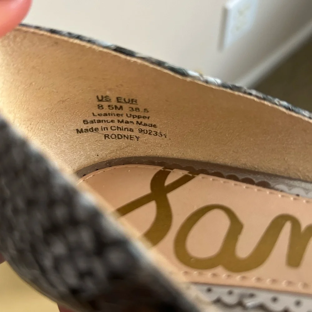 Sam Edelman Pointed Snake-Print Flats in Gray and Blue - Picture 6 of 6